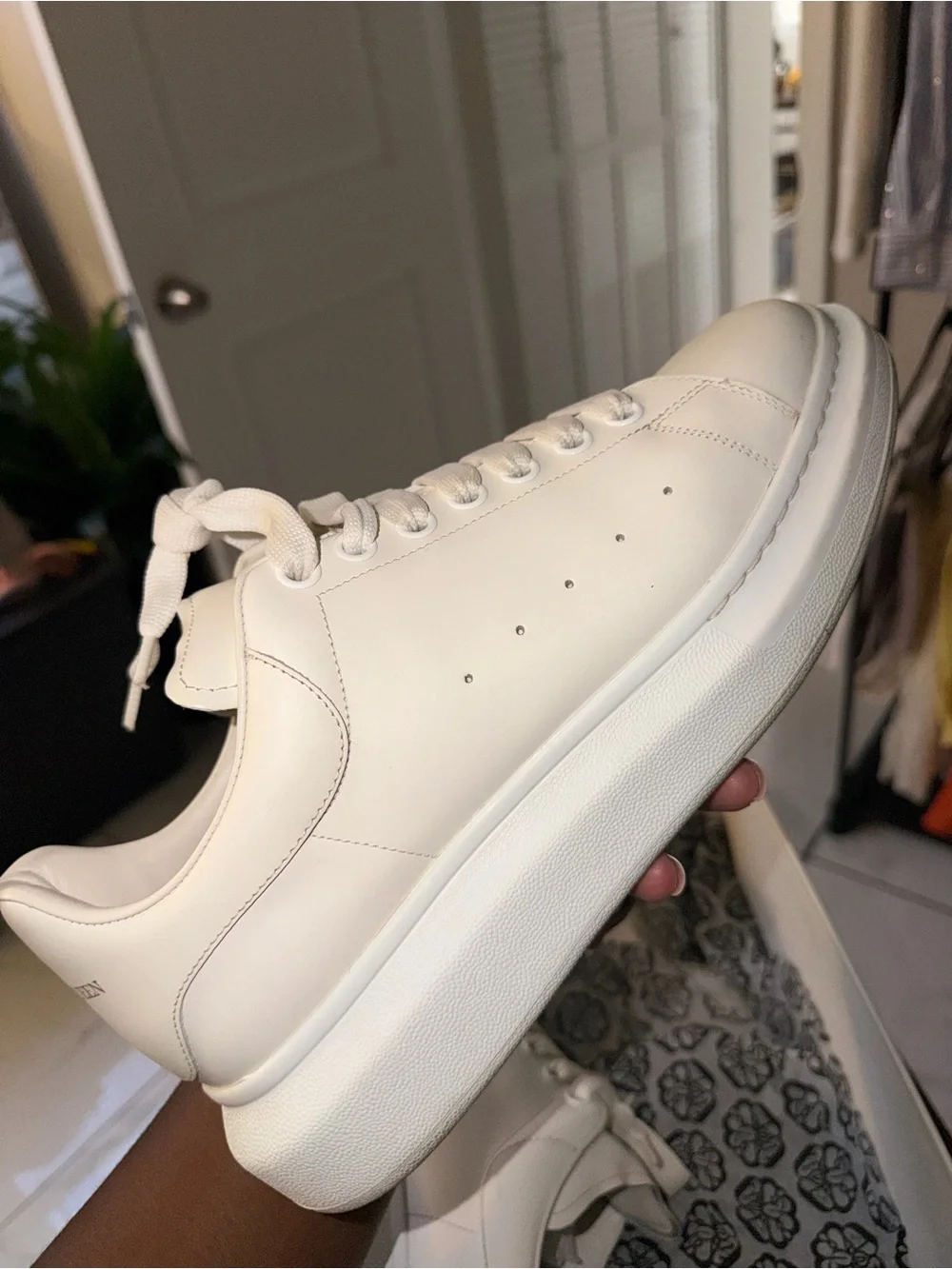 Alexander McQueen White Leather Oversized Sole Sneakers